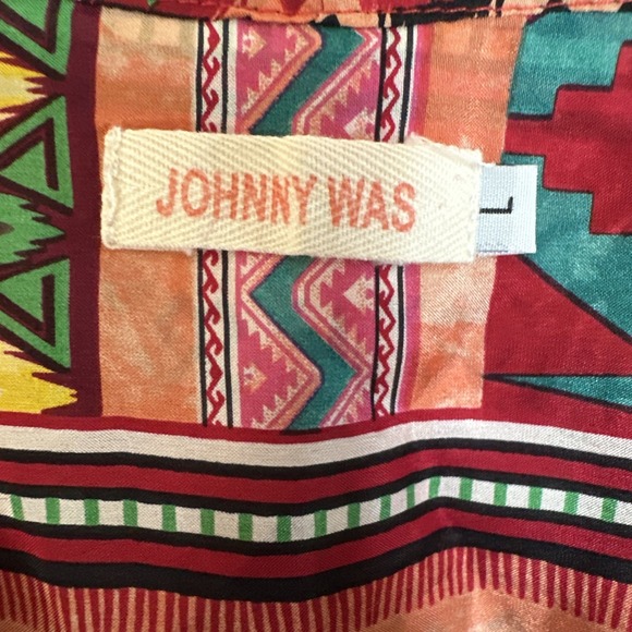 Johnny Was Silk Tunic Womens Large Boho Floral Aztec Print Top Shirt Large - Picture 3 of 7